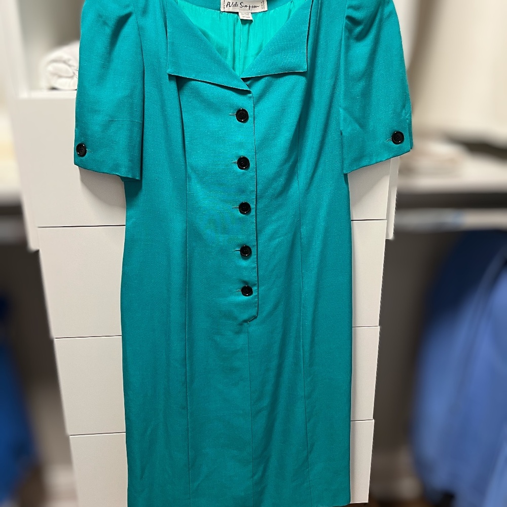 Chic Vintage Adele Simpson Button-Front Midi Dress, sz 10